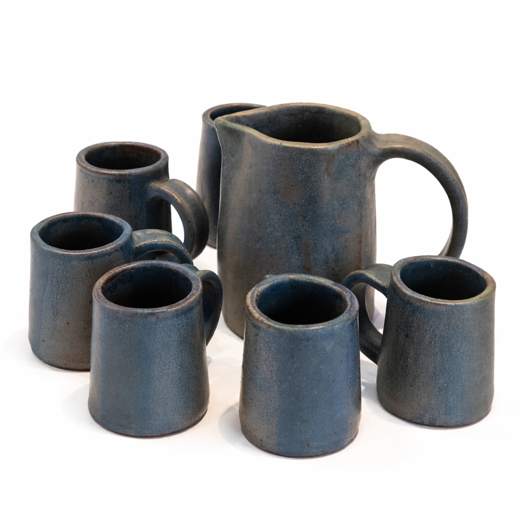 Set Jarrón + vasos cerámica gres